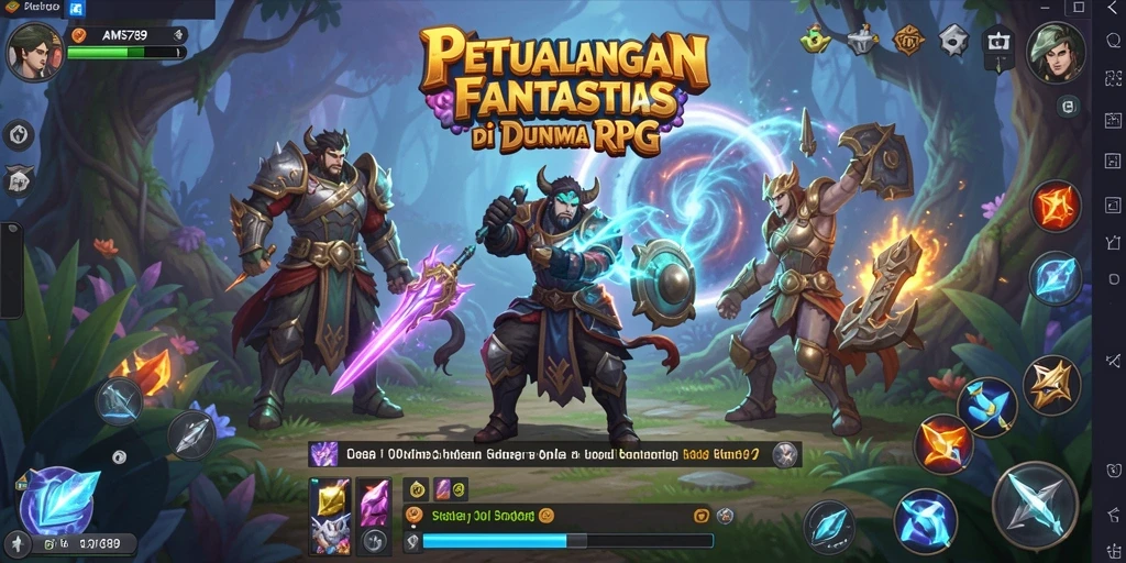 Tampilan perang epik dalam permainan RPG AMS789.