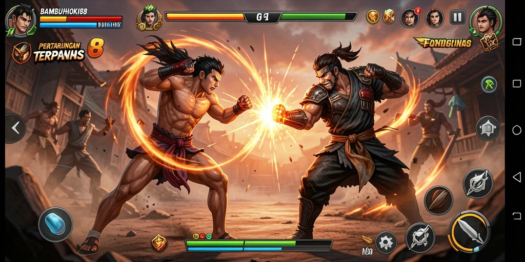 Tampilan gameplay epic dari BAMBUHOKI88 dalam pertarungan Fighting.