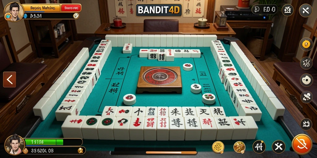 Tampilan antarmuka grafis permainan Mahjong yang menarik.