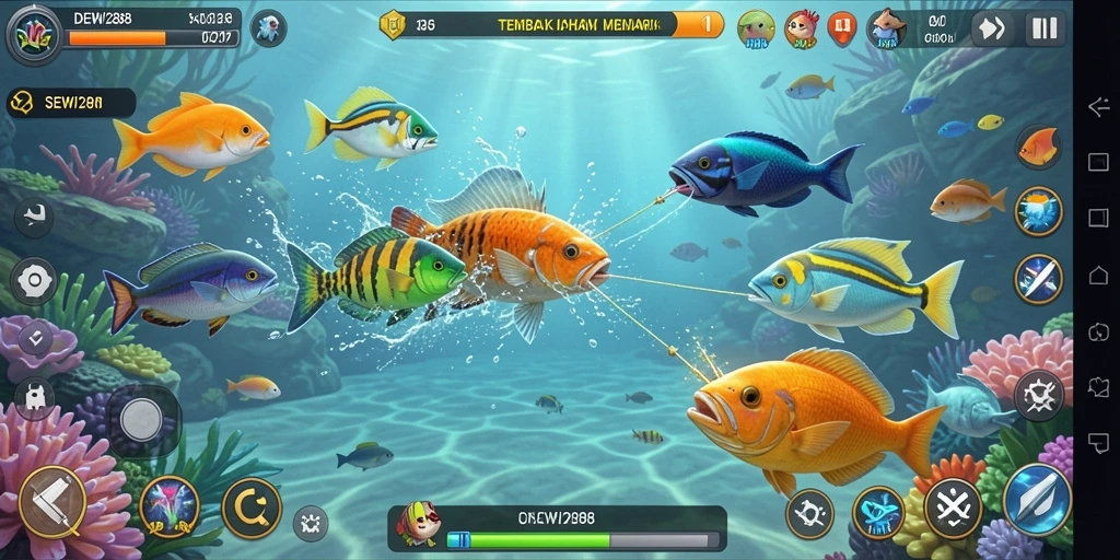 Tampilan menarik dari gameplay Tembak Ikan di DEWI288.
