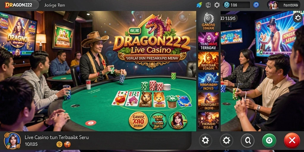 Tampilan gameplay Live Casino yang mendebarkan di DRAGON222.