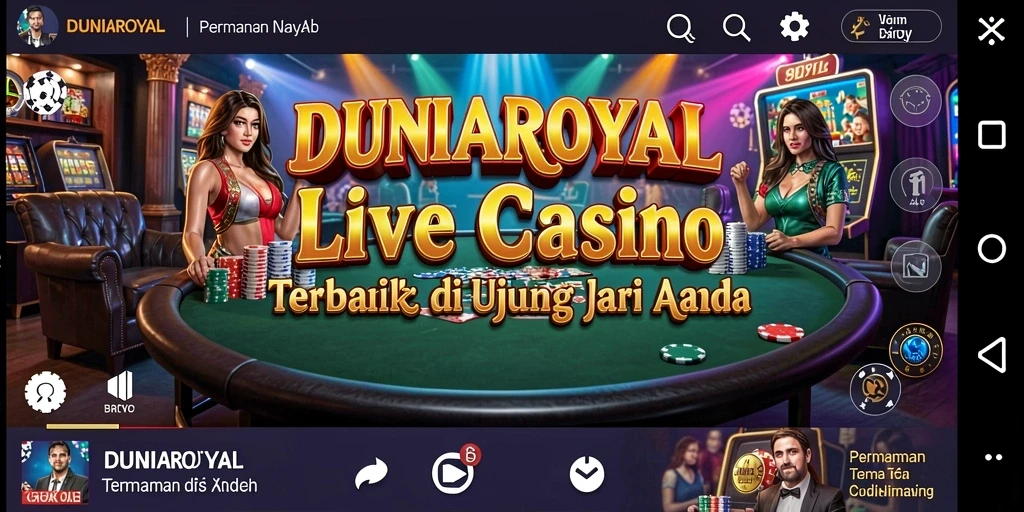 Tampilan gameplay DUNIAROYAL yang menakjubkan dengan dealer langsung.