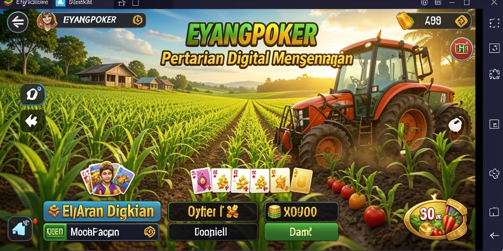 Screenshot utama EYANGPOKER menampilkan gameplay bertani yang seru dan interaktif.