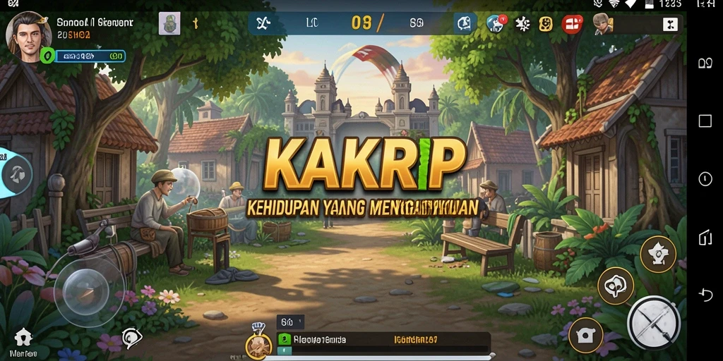 Screenshot utama KAKRP yang menunjukkan aksi gameplay simulasi kehidupan.