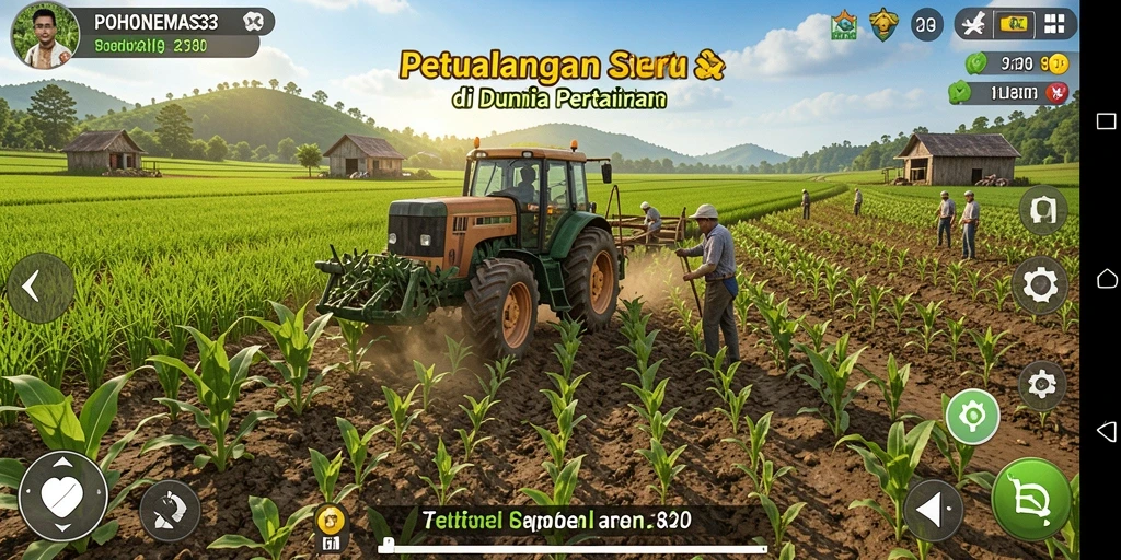 Tampilan gameplay seru dalam POHONEMAS33 dengan beragam tanaman.