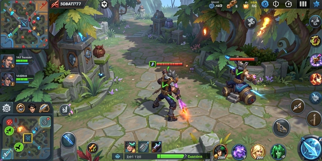 Gameplay seru dari SOBAT777 dalam arena MOBA.