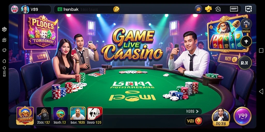 Screenshot gameplay V89 yang menampilkan keseruan Live Casino.